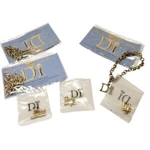 Lot of VTG 6 DI Diamonds Int CARIBBEAN Charms & gold Bracelet Cruises TURTLE